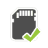 sd card simple logo with check mark